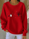 Women's Casual Christmas Snowman Crew Neck Long Sleeve Sweatshirt