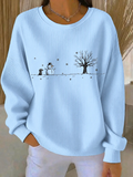 Women's Casual Christmas Snowman Crew Neck Long Sleeve Sweatshirt