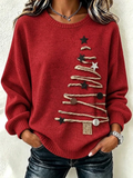 Women's  Casual Christmas Tree Crew Neck Daily  Long Sleeve Sweatshirt