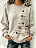 Women's  Casual Christmas Tree Crew Neck Daily  Long Sleeve Sweatshirt