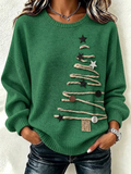 Women's  Casual Christmas Tree Crew Neck Daily  Long Sleeve Sweatshirt