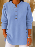 Women's Solid Color Crew Neck Casual Loose Knit Pullover Sweatshirt