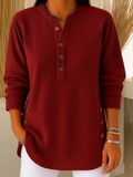Women's Solid Color Crew Neck Casual Loose Knit Pullover Sweatshirt