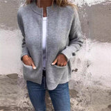Women's  Round Neck Zipper Knitted Jacket