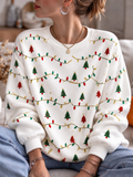 Women's Casual Christmas Print Round Collar Sweatshirt