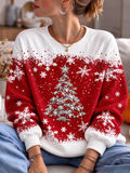 Women's Christmas Tree Snowflake Print Sweatshirt