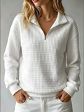 Women's Casual Textured Zip Up Long Sleeve Half Sweatshirts