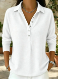 Women's Casual Waffle Plain Vintage Basic Classic Long Sleeve Top