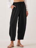 Women's Stylish High-waisted Loose Solid Color Casual Pockets Pants