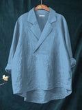 Women's Casual Cotton And Linen Suit Collar Shirt