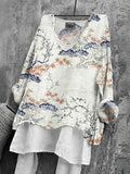 Women's Grey Bamboo Print Long Sleeve Top