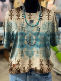 Vintage Round Neck Short Sleeve Casual T-Shirt