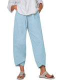 Women's Solid Color Loose Elegant Casual Simple Cotton And Linen Ninth Pants RP002