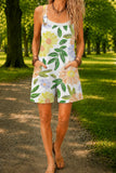 Women’s Green Leaf Floral Print Casual Cotton Wide Leg Romper