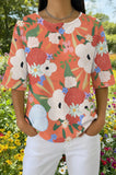 Womens Red Abstract Floral Print Casual Shirt