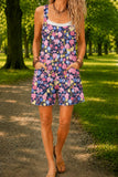 Women’s Purple Garden Floral Print Casual Cotton Wide Leg Romper