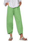 Women's Solid Color Loose Elegant Casual Simple Cotton And Linen Ninth Pants RP002
