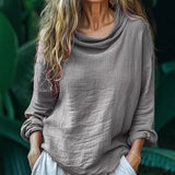 Women's Bohemian Linen Simple Casual Long-sleeve Top Shirt