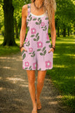Women’s Pink Botanical Floral Print Casual Cotton Wide Leg Romper