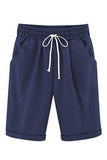 Plain with Pockets Sashes Holiday Loose Shorts (9 Colors)