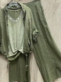 Solid Color Zipper Hooded Long Sleeves Two Piece Suit